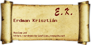 Erdman Krisztián névjegykártya